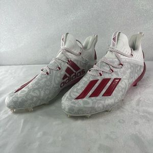 Mens Adidas foot al cleats size 9 1/2 red and white